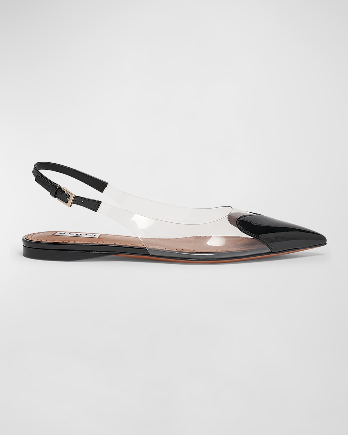 Shop Alaïa Heart Clear Slingback Ballerina Flats In Noir