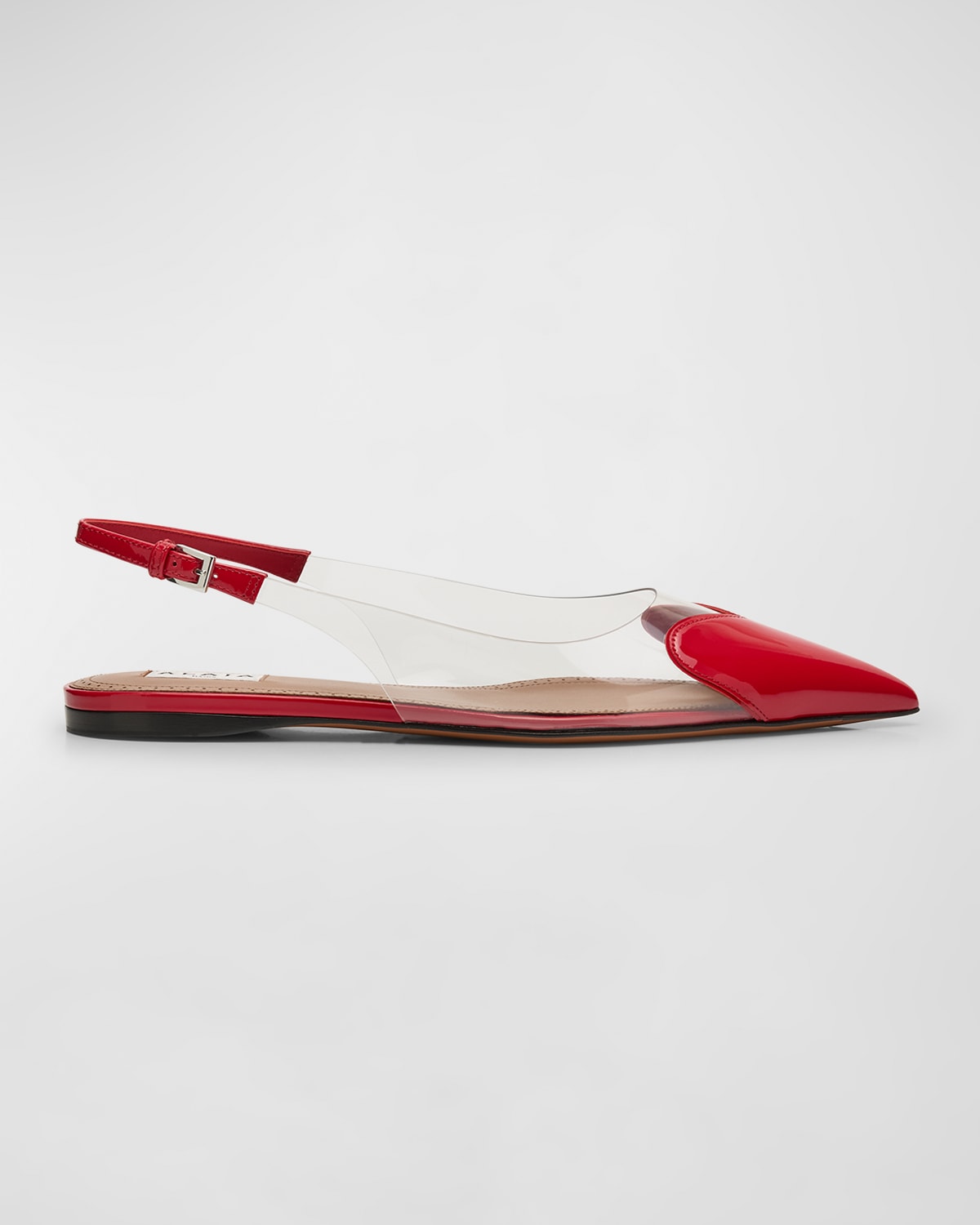 Shop Alaïa Heart Clear Slingback Ballerina Flats In Laque