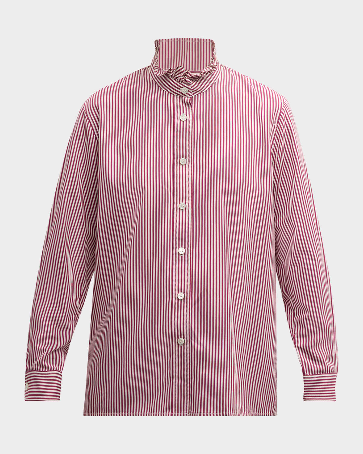 Sidney Striped Ruffle-Trim Shirt
