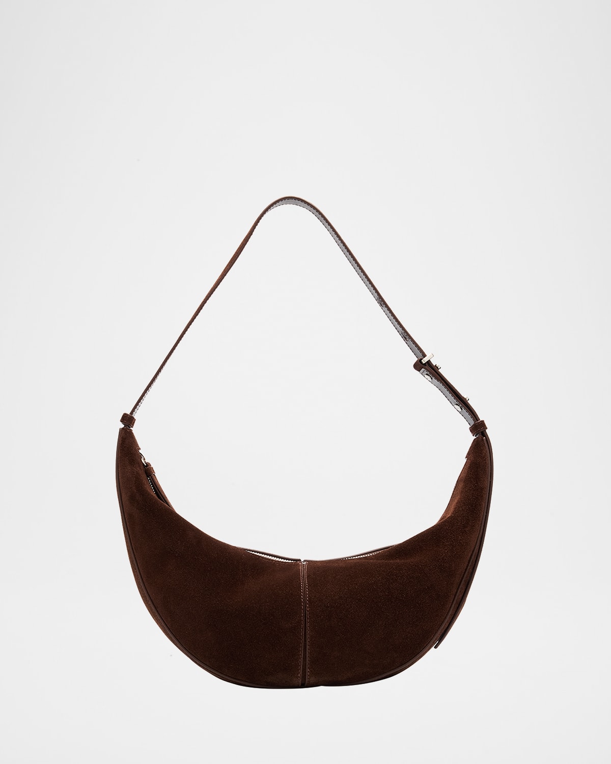 Slide Zip Suede Shoulder Bag