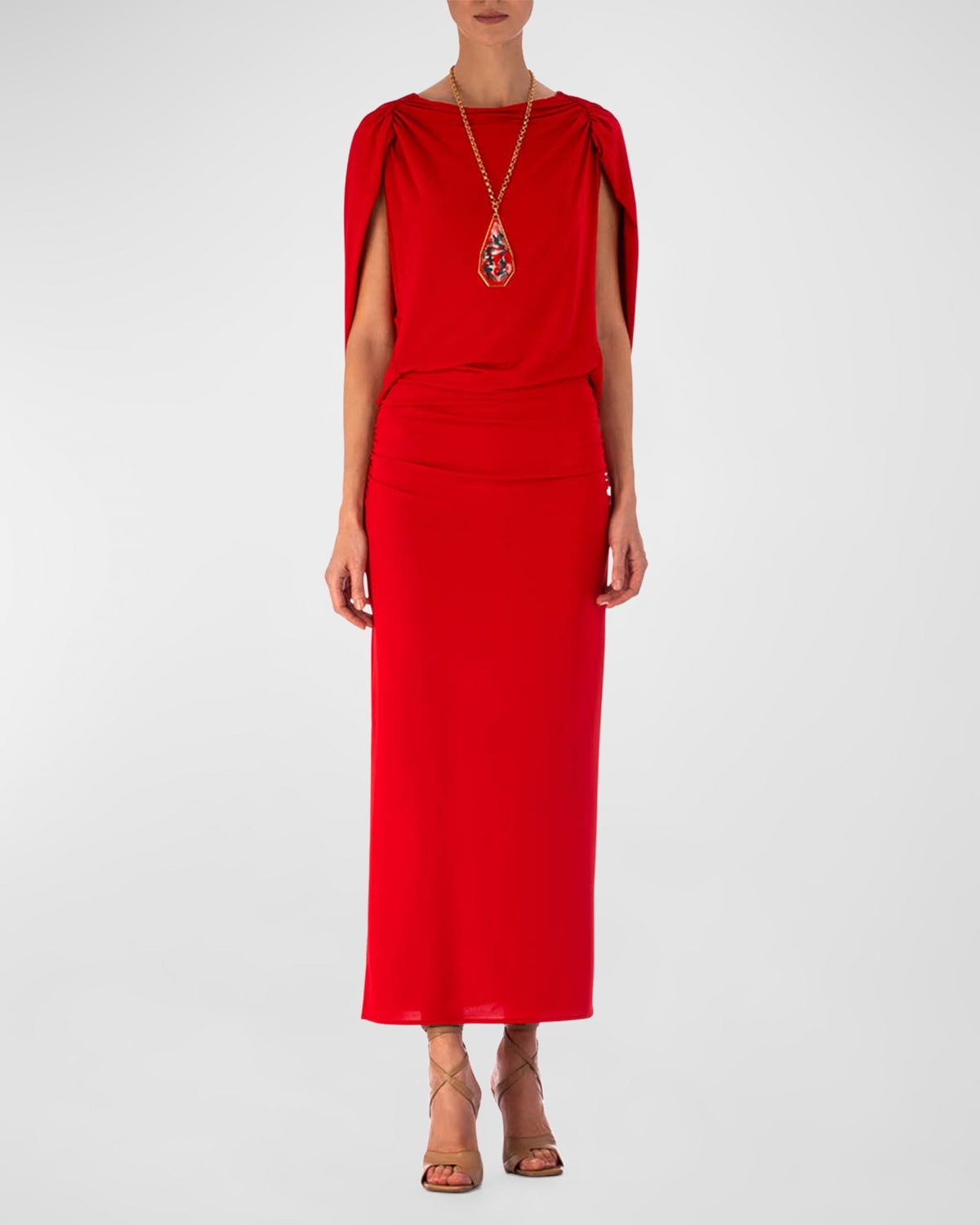 Silvia Tcherassi Harriet Gathered Maxi Dress In Red