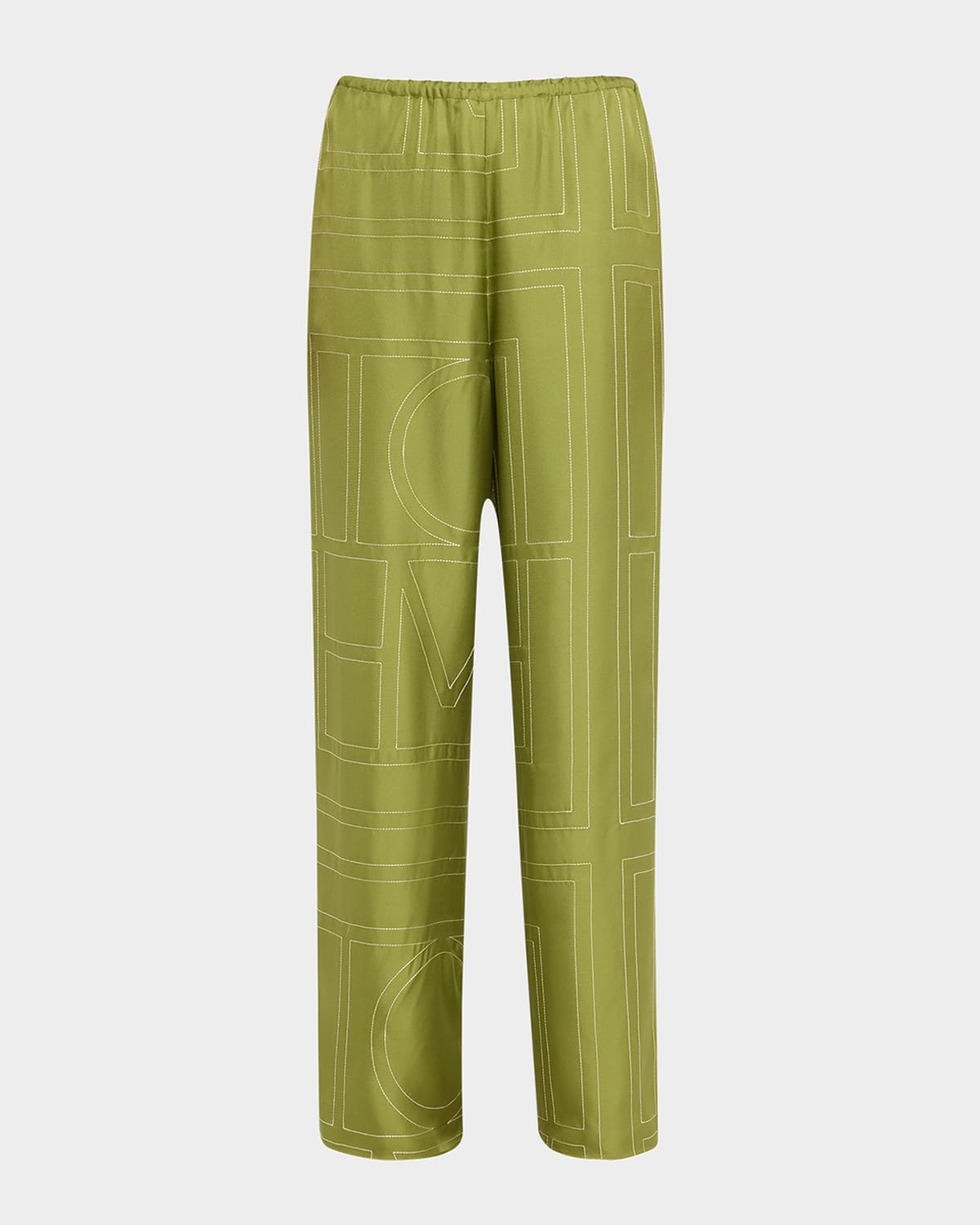 Totême Monogram Silk Pj Bottoms Laurel In Open Yellow