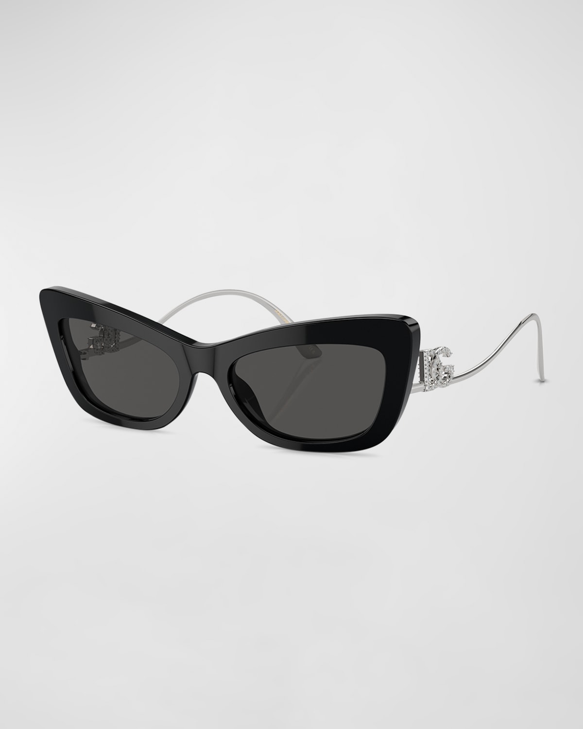 Dolce & Gabbana Dg4467b Prescription Compatible Cat Eye Sunglasses, 55mm In Black