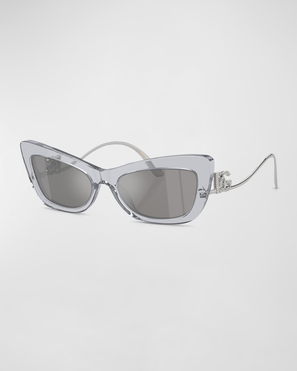 Dolce & Gabbana Dg Logo Acetate & Plastic Cat-eye Sunglasses In Transparent Grey