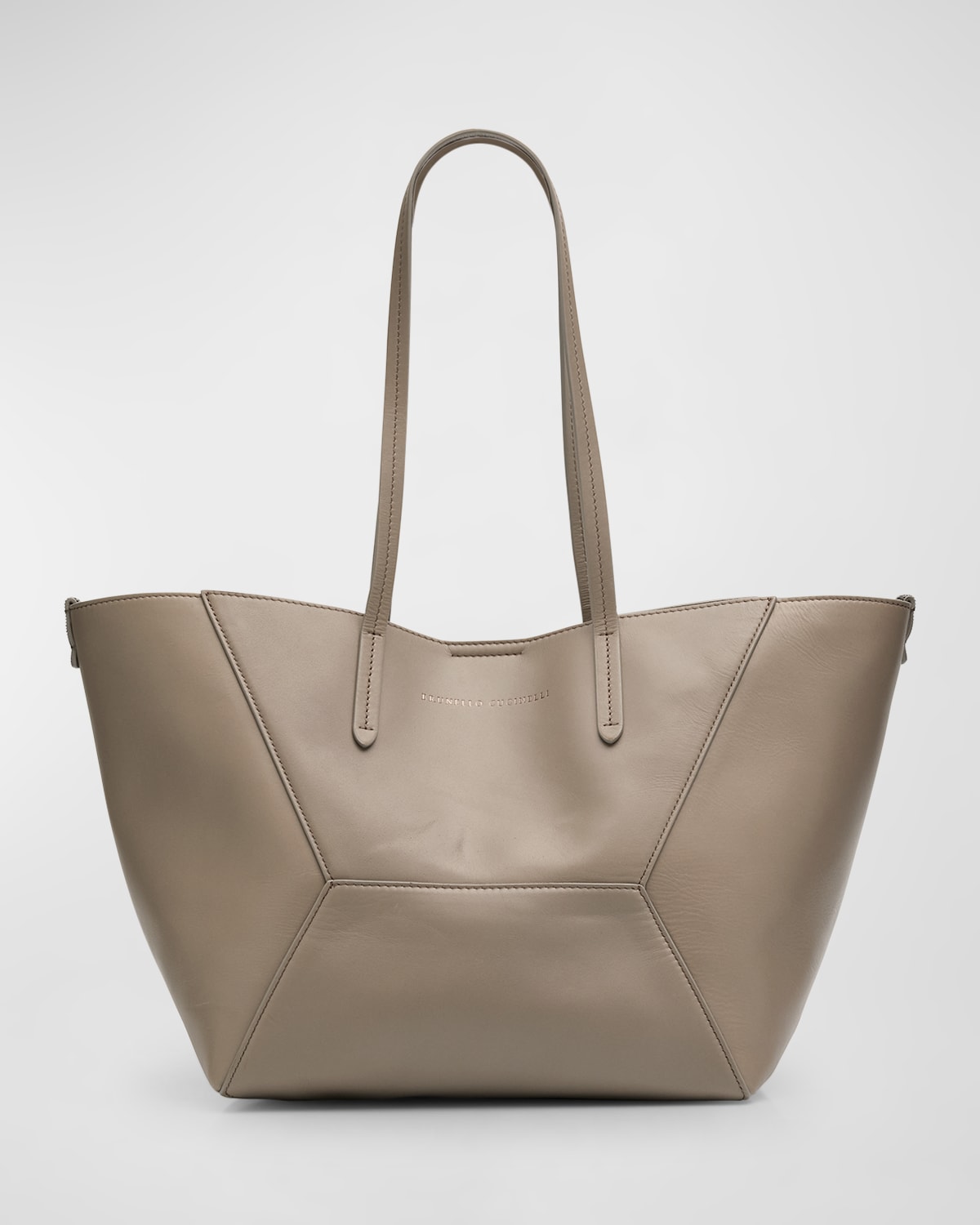 BRUNELLO CUCINELLI BC DUO SMALL GEOMETRIC LEATHER TOTE BAG 