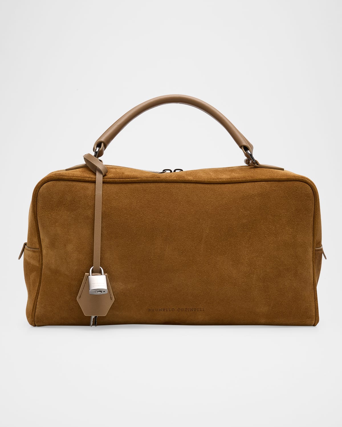 BRUNELLO CUCINELLI BOSTON LARGE SUEDE TOP-HANDLE BAG 