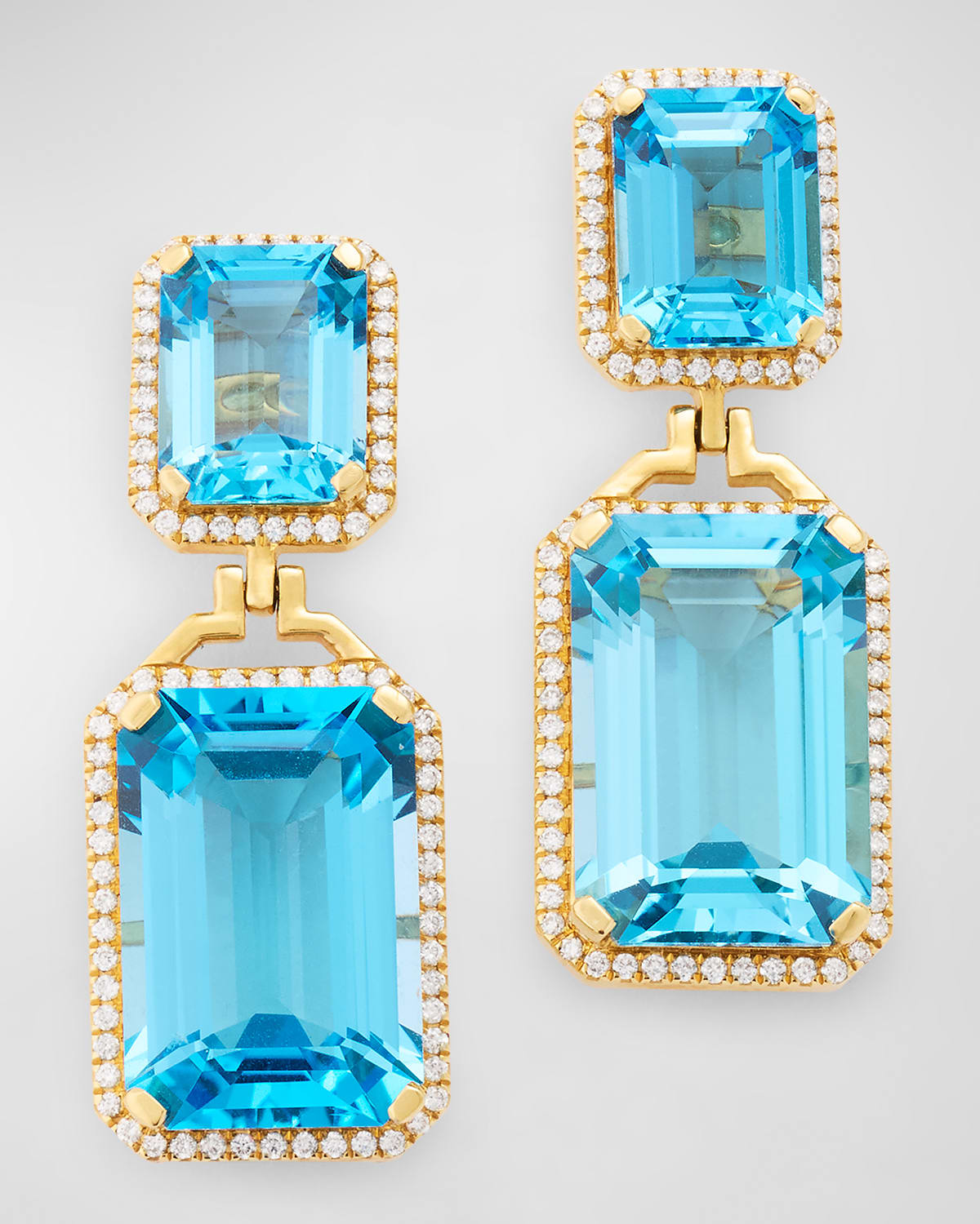 Gossip Emerald-Cut Blue Topaz Diamond Earrings