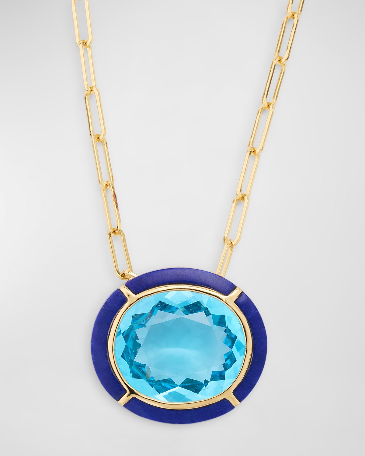 18K Melange Blue Topaz and Lapis Lazuli Pendant Necklace