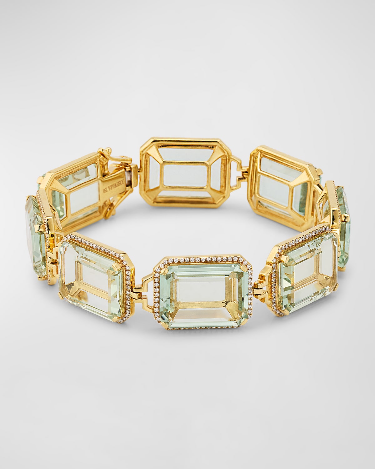 18K Gossip Presiolite Emerald Cut Bracelet with Diamonds