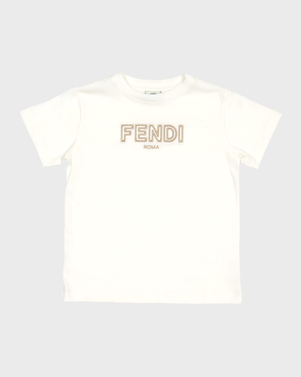 Fendi Kid's Embroidered Logo-print T-shirt In White