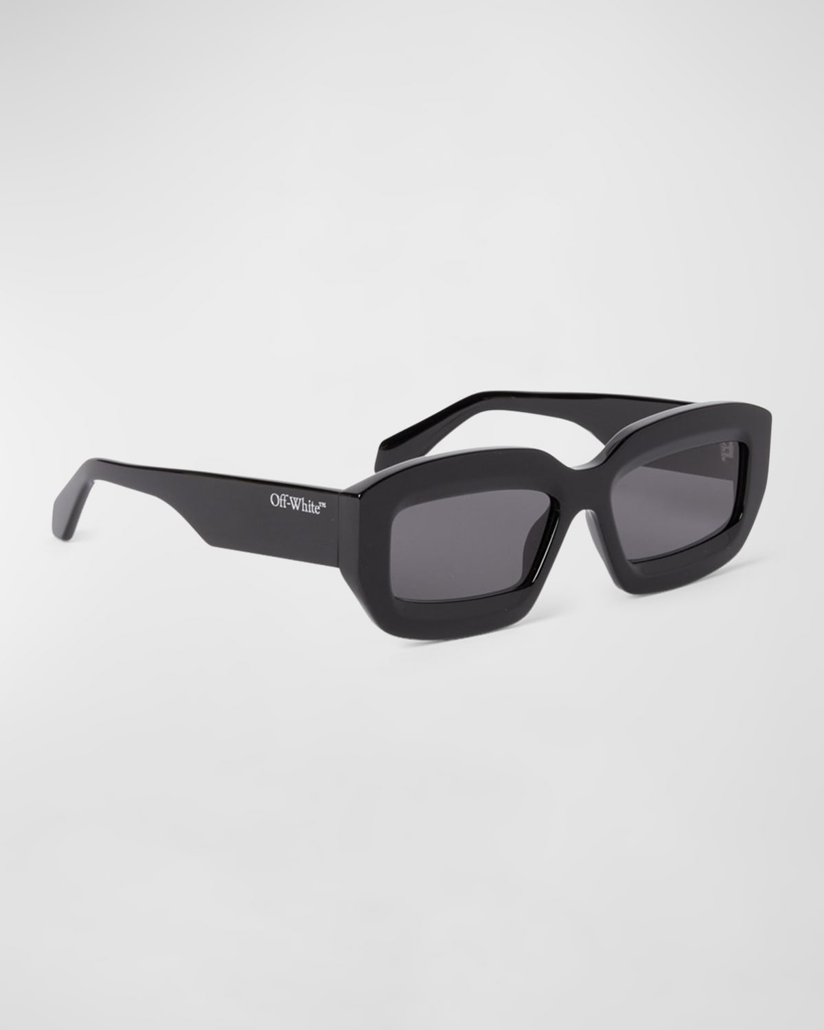 Off-white Charlotte Rectangle Acetate Sunglasses In 1007 Black Dark Grey
