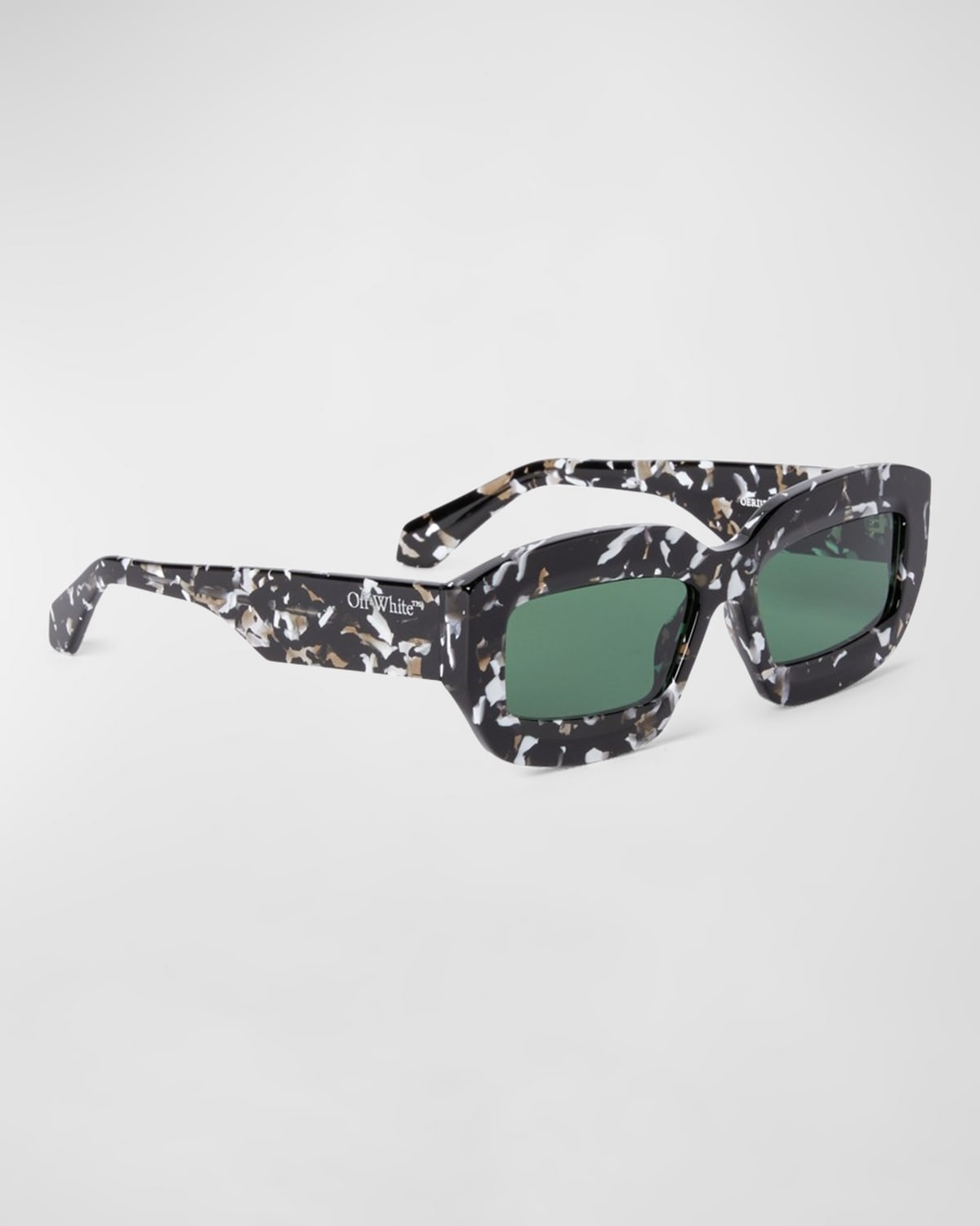 Off-white Charlotte Rectangle Acetate Sunglasses In 1255 Black Havana Green