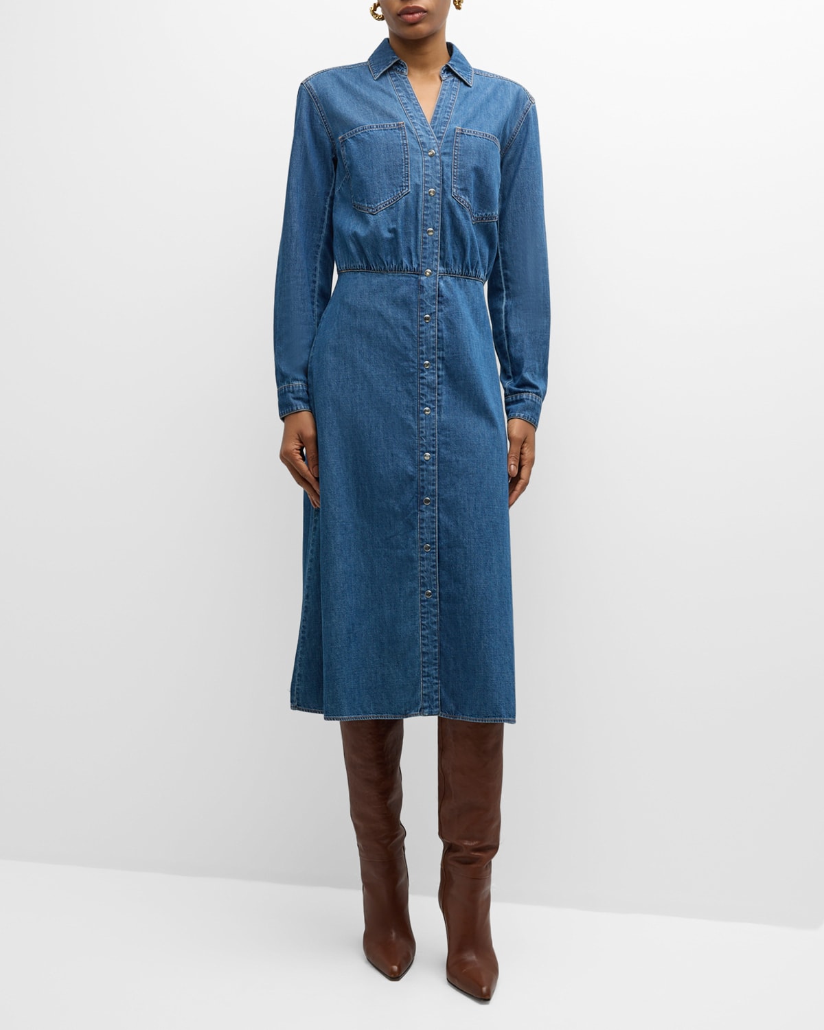 Miranda Long-Sleeve Denim Shirtdress