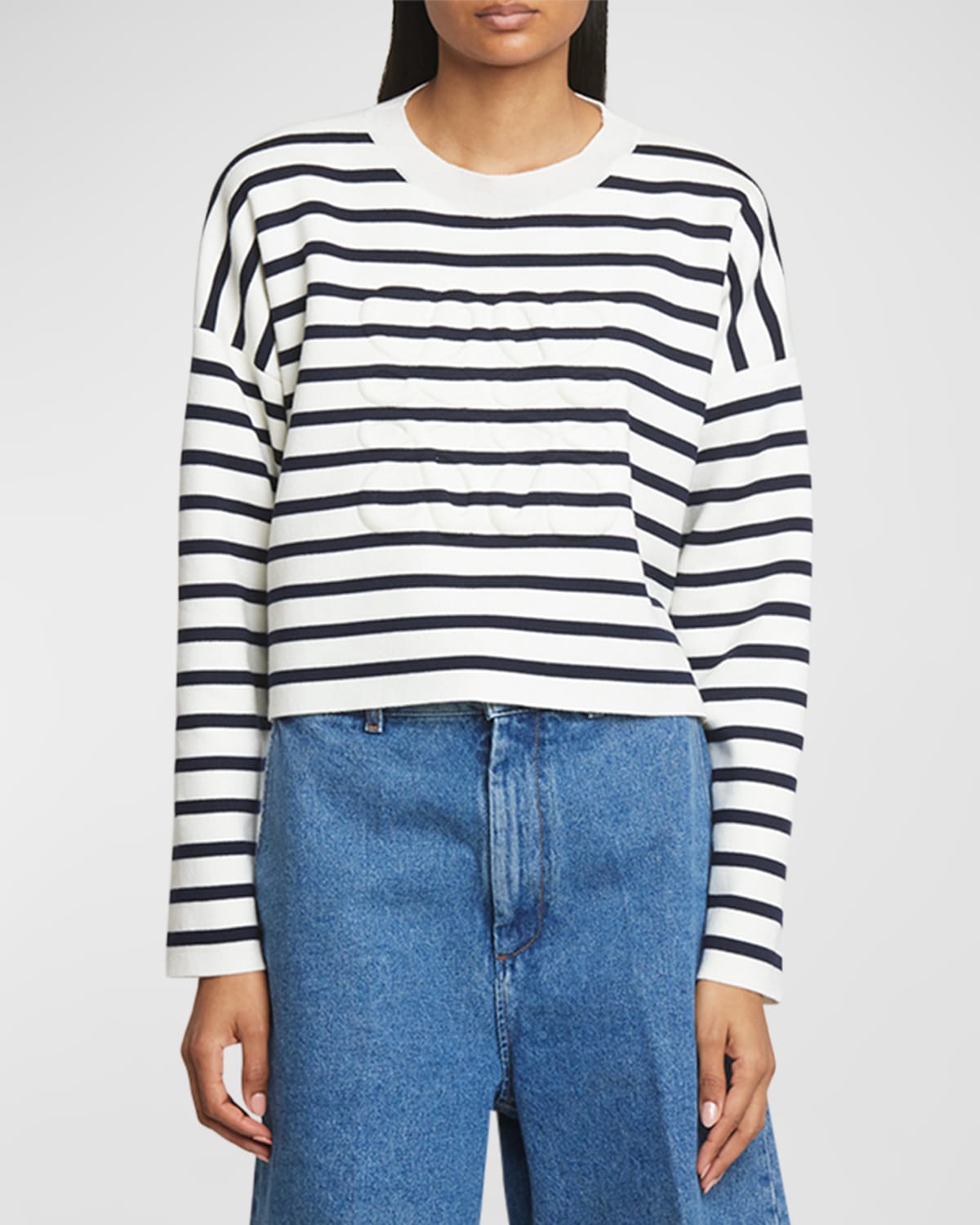 Loewe Striped Wool-blend Sweater With Anagram Detail In Multi