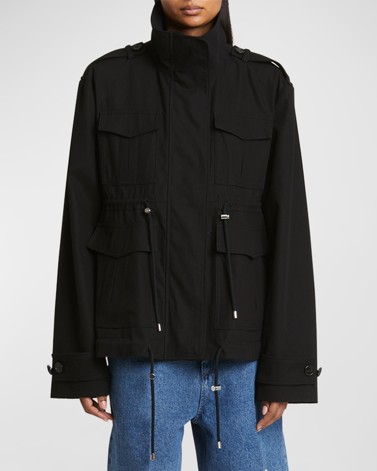 Loewe Parka Jacket With Cargo Pockets In Black