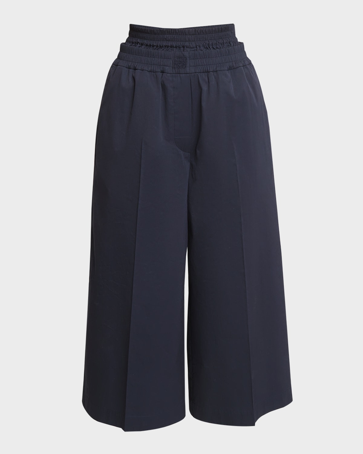 Loewe Double Waistband Wide-leg Crop Trousers In Midnight B