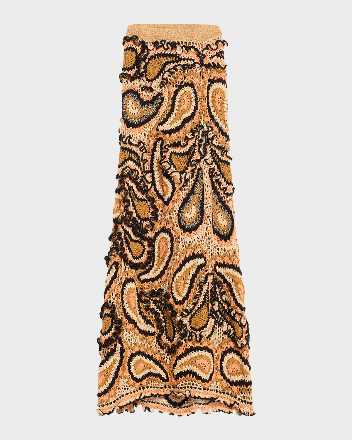 Ulla Johnson Ina Paisley Cotton Crochet Maxi Skirt In Pattern