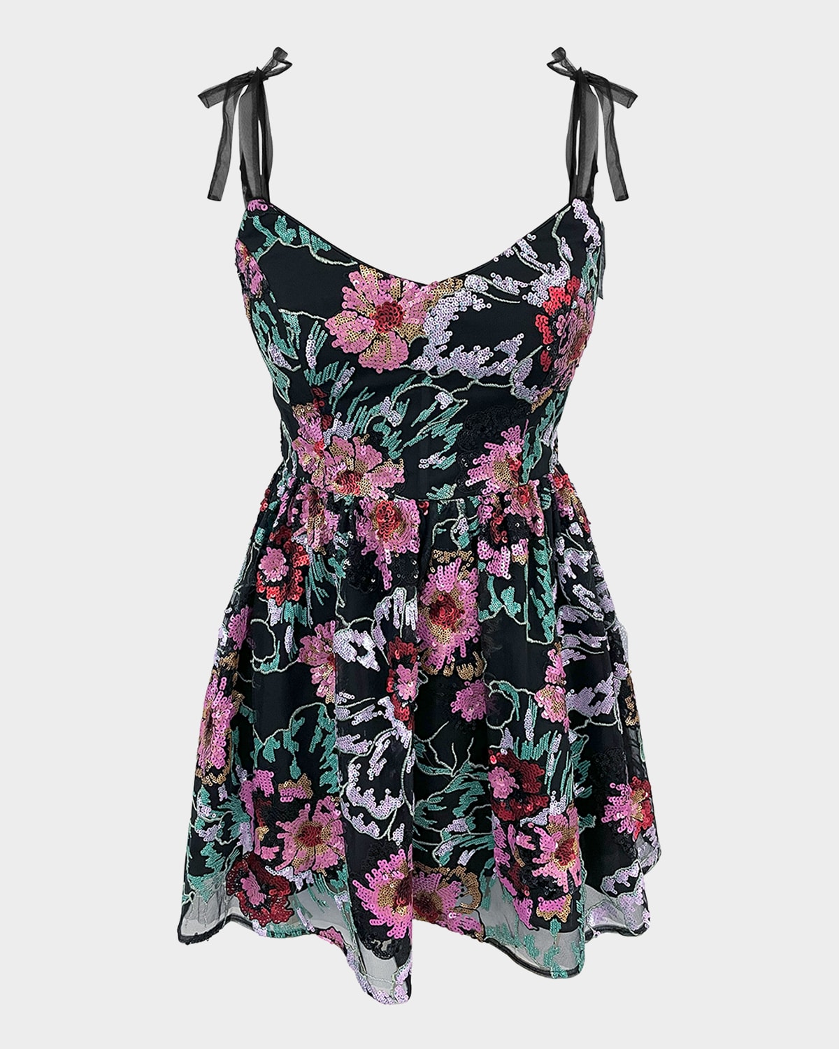 Kaitrin Floral Sequin Mini Dress