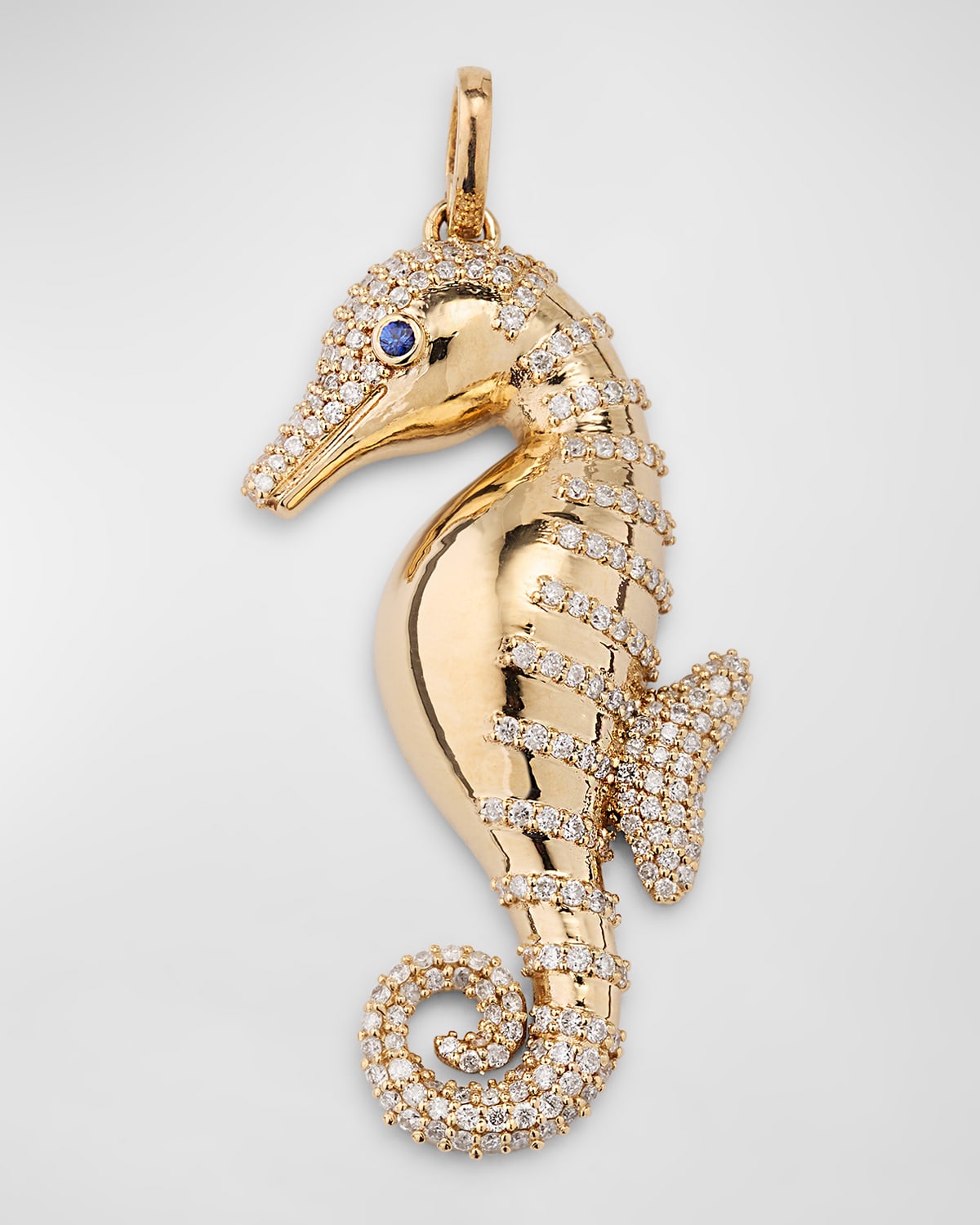 14K Yellow Gold Diamond Seahorse Charm