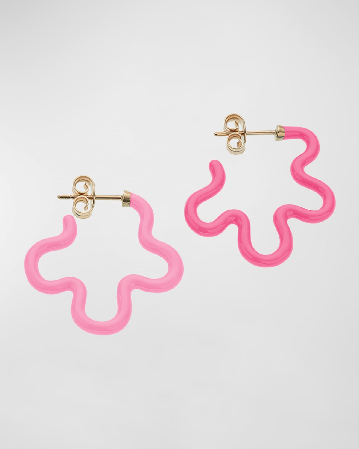 Two-Tone Asymmetrical Flower Earrings with Enamel