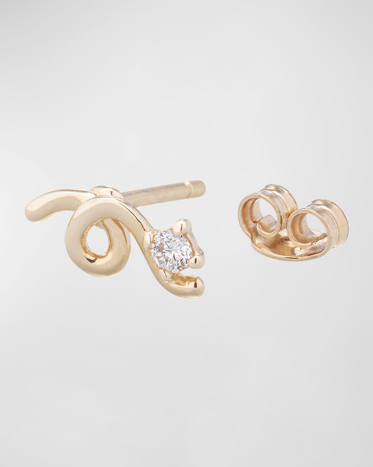 Mini Loop Earring in 9K Yellow Gold with Diamonds, Single