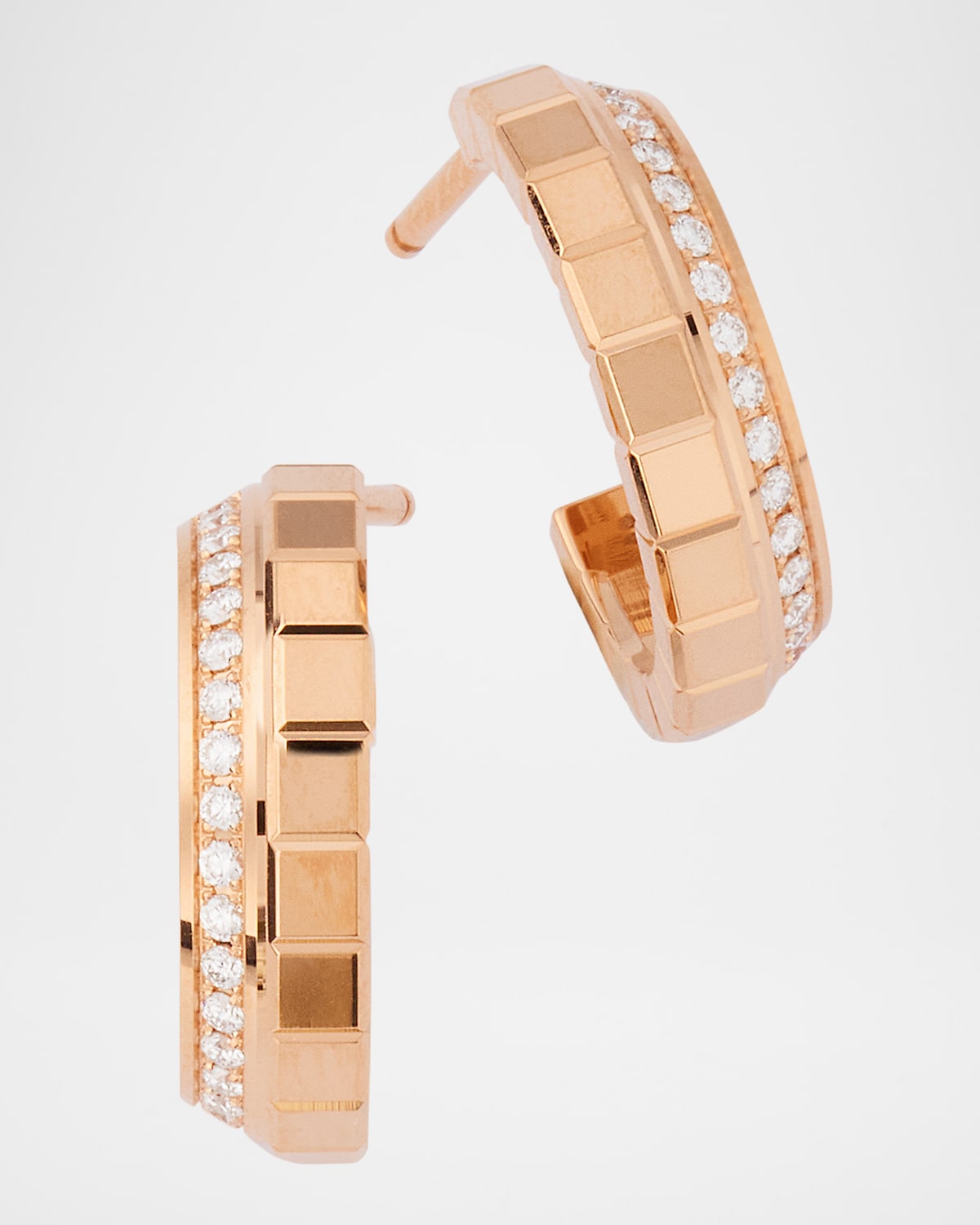 Ice Cube 18K Rose Gold Mini Diamond Hoop Earrings
