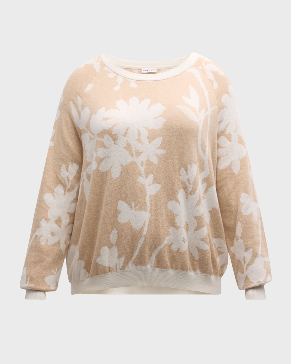 Plus Size Reversible Floral Intarsia Sweater