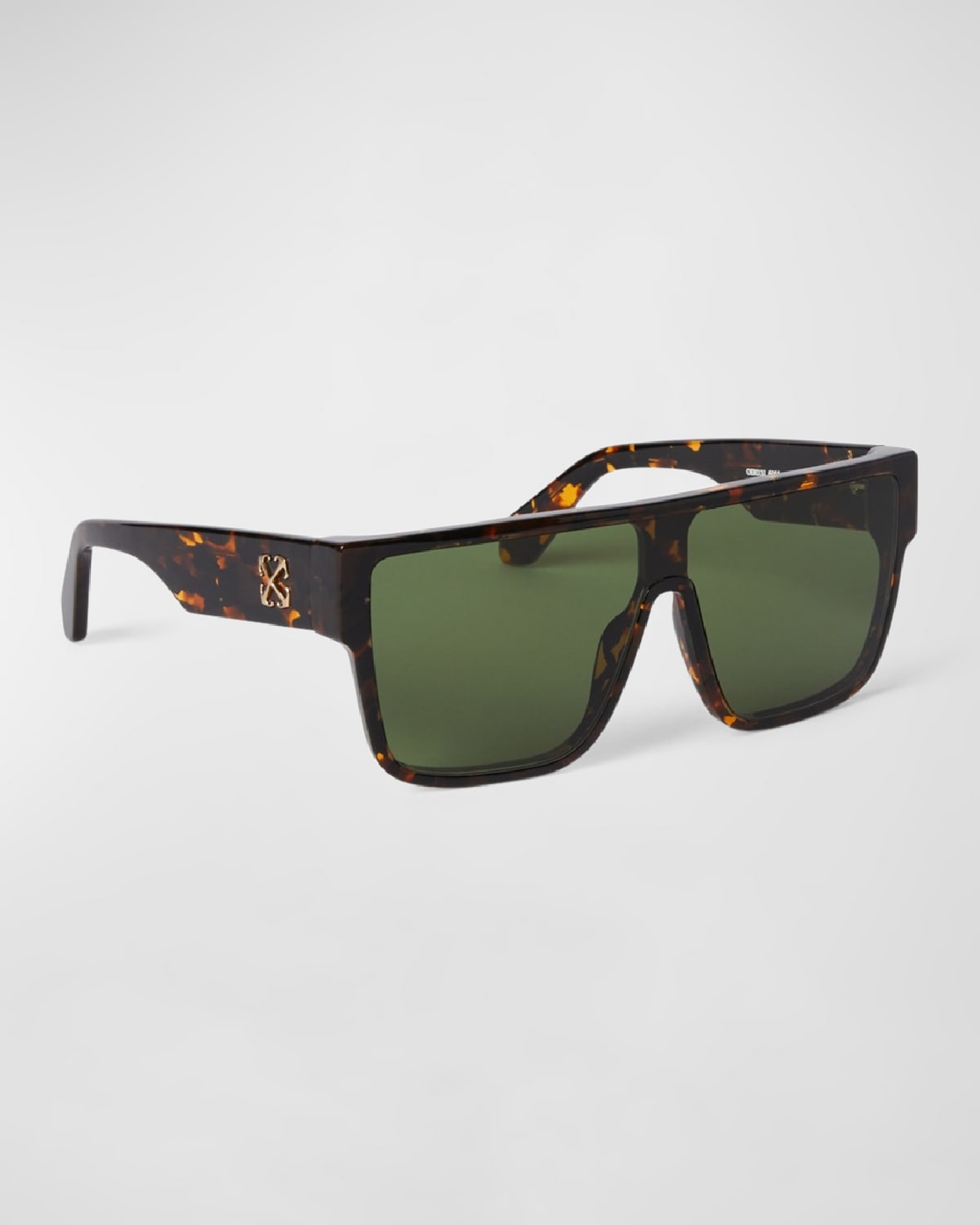 Off-white Men's Syracuse Acetate Shield Sunglasses In 6055 Havana Green