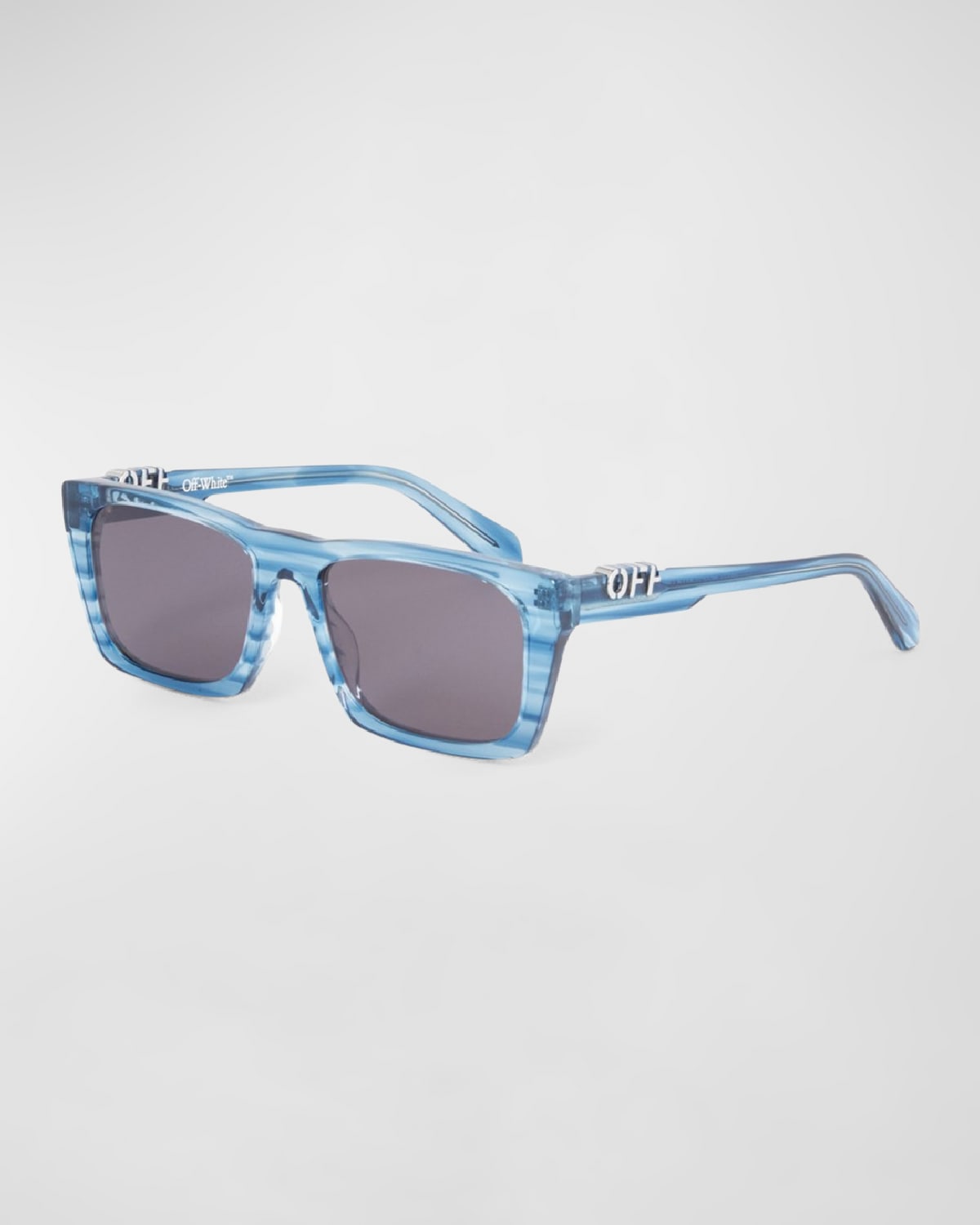 Off-white Men's Albany Acetate Rectangle Sunglasses In 4407 Striped Blue Dark Grey