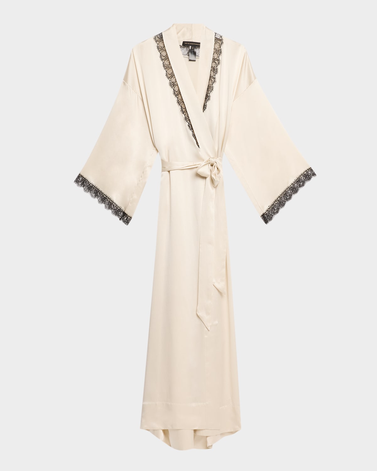 Lace-Trim Silk Robe
