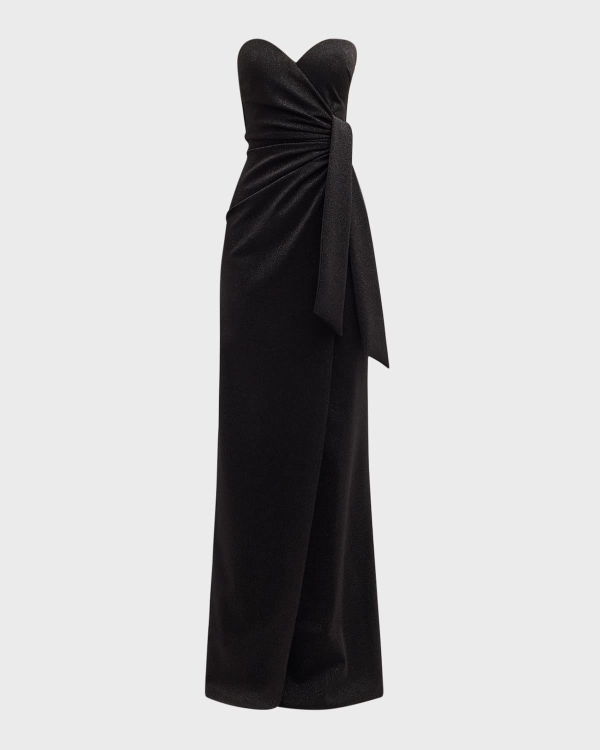 Chiara Boni La Petite Robe Strapless Shimmer Column Gown In Hematite