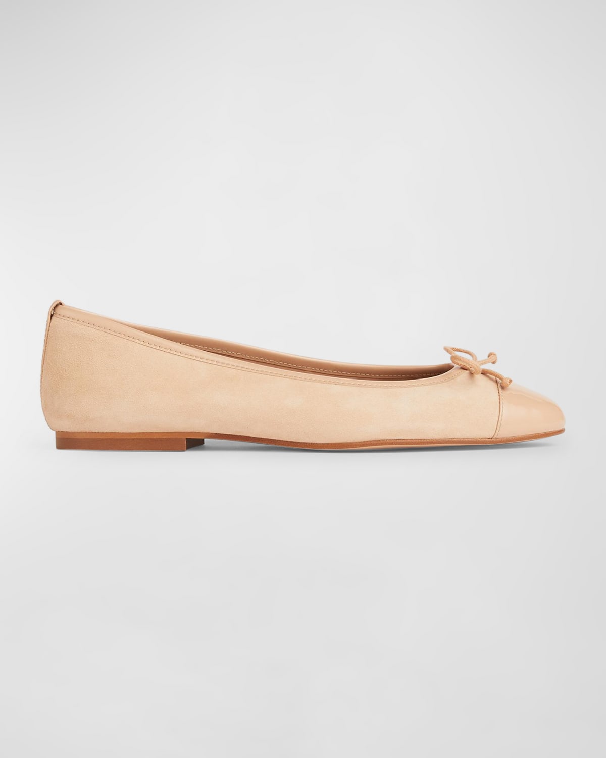Kara Leather Bow Cap-Toe Ballerina Flats