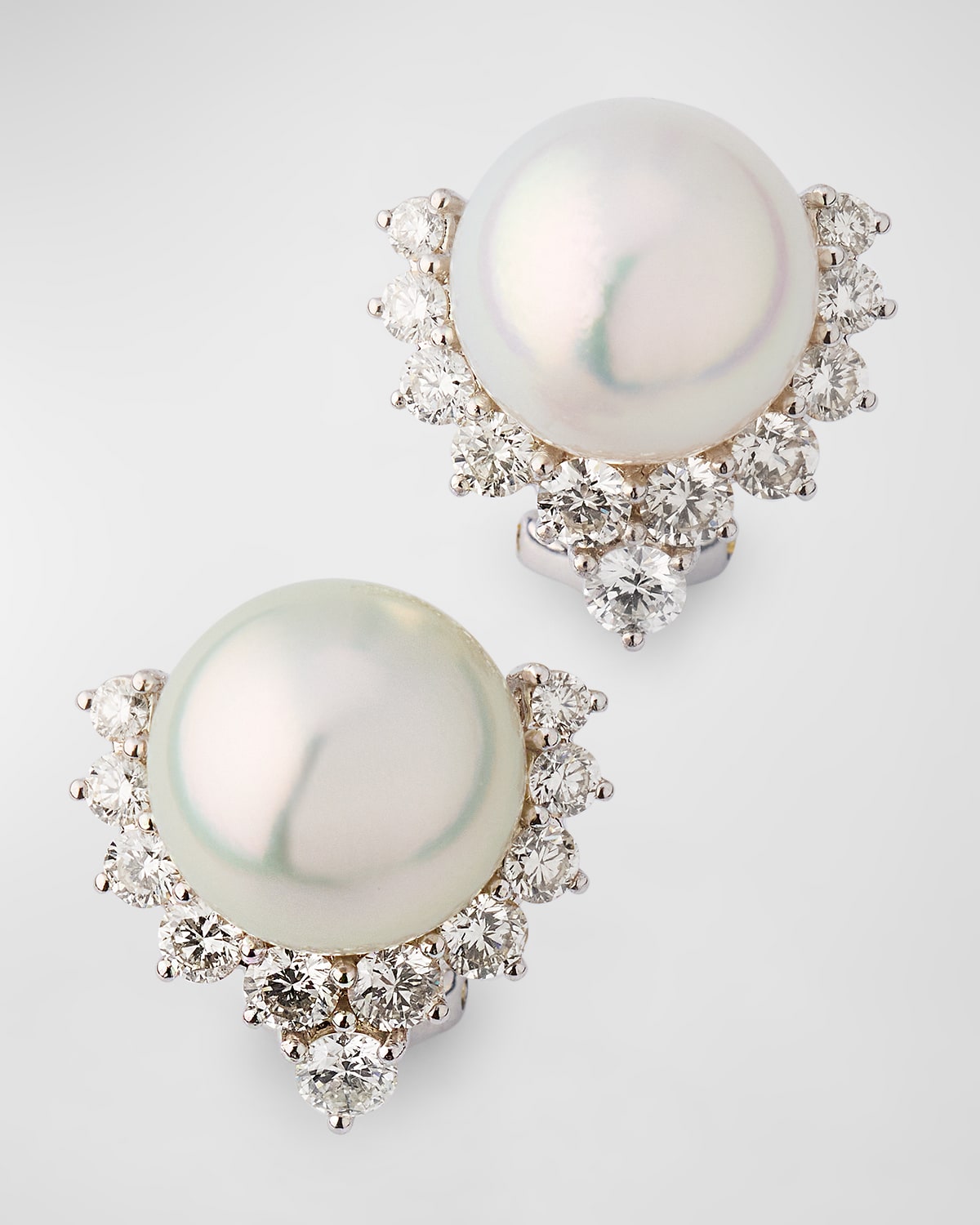 18K White Gold 13mm South Side Pearl, Pink Sapphire, and Diamond Drop Earrings