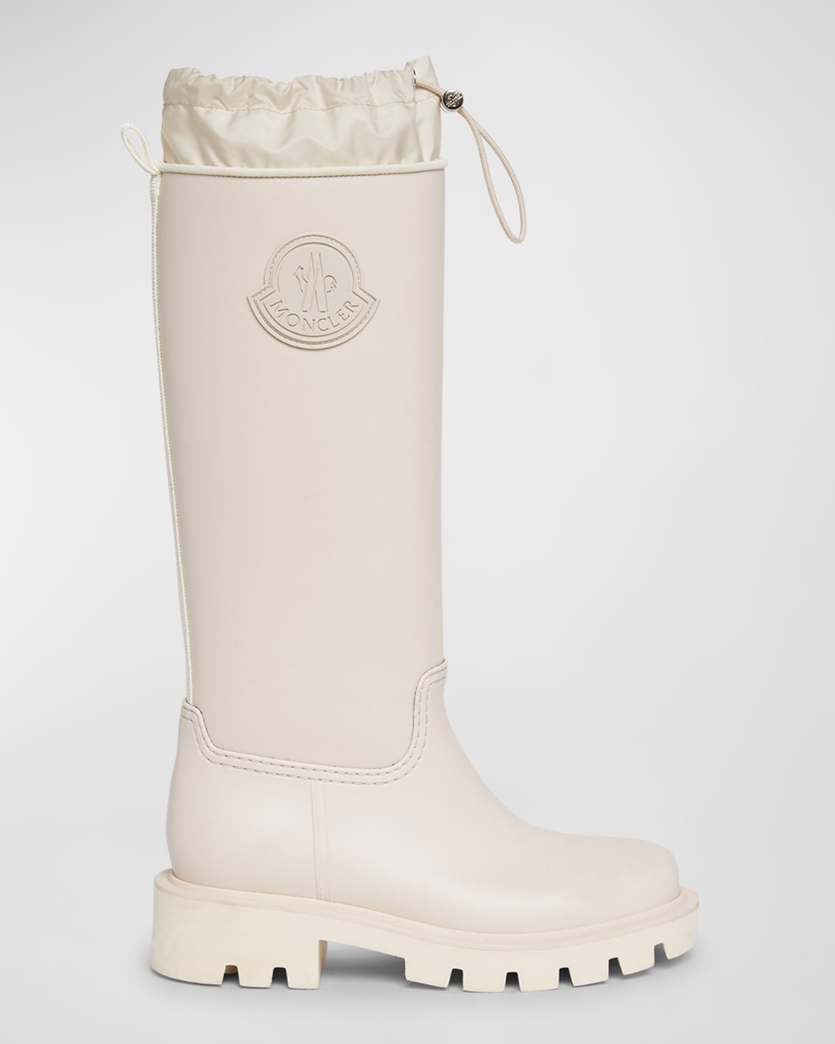 Moncler Kickstream Leather Tall Rain Boots In Gold