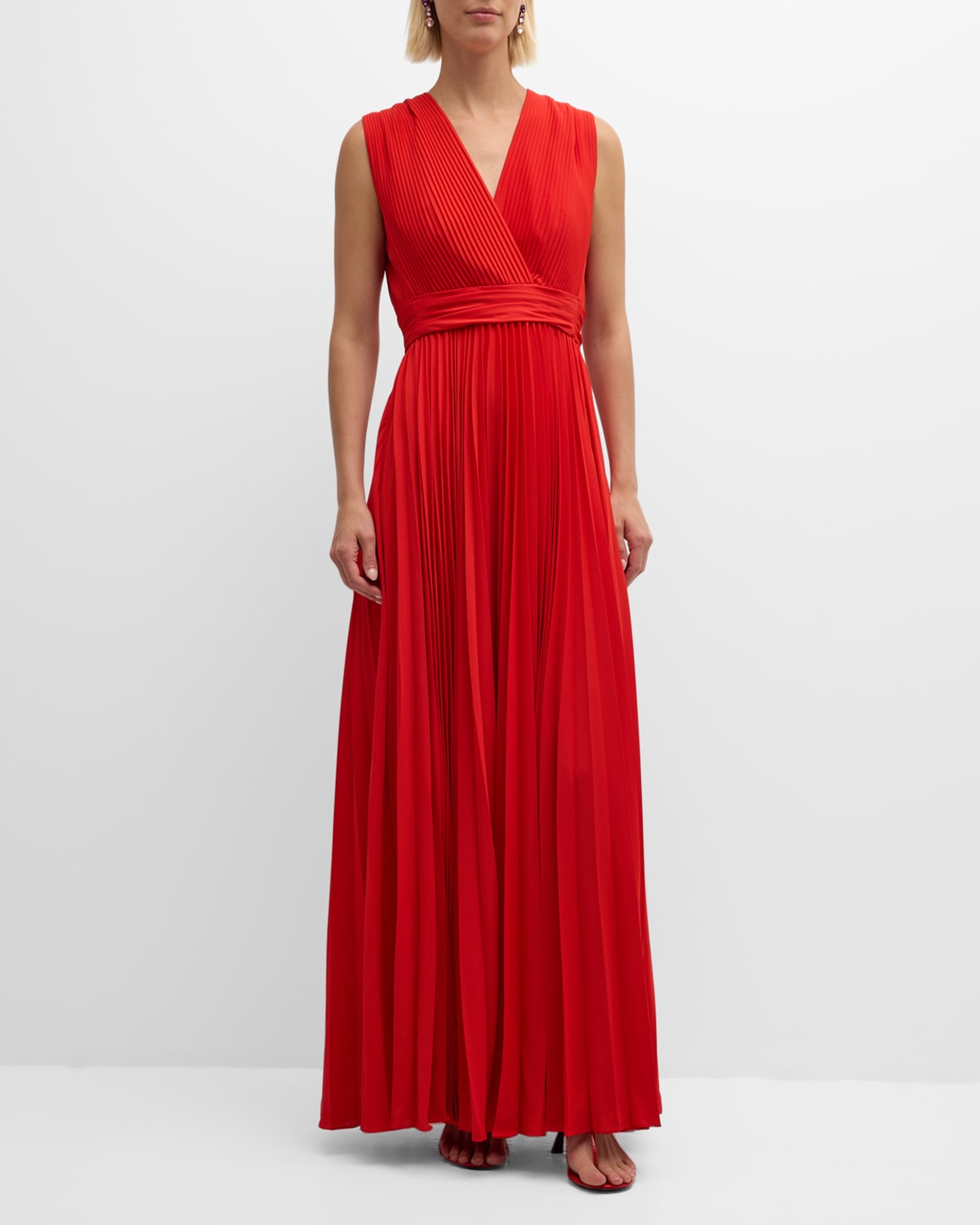 Flora Sleeveless Pleated A-Line Gown