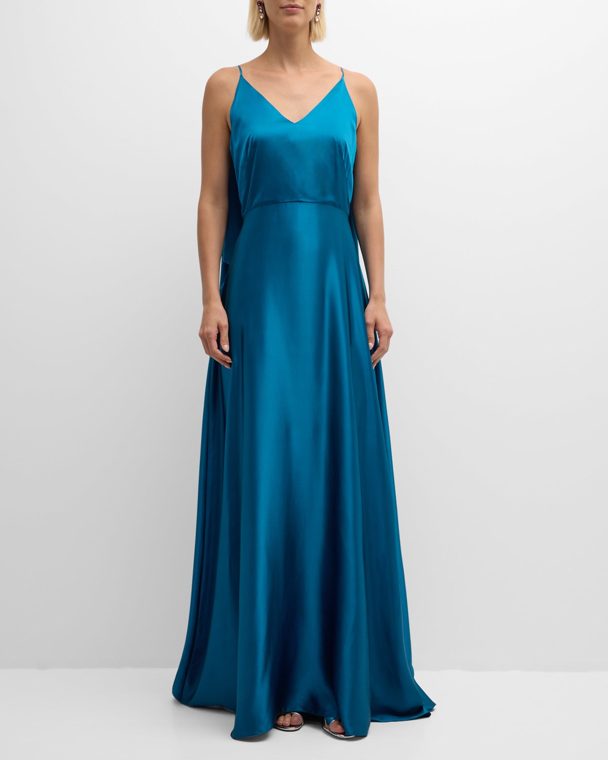 Alison Draped A-Line Silk Gown