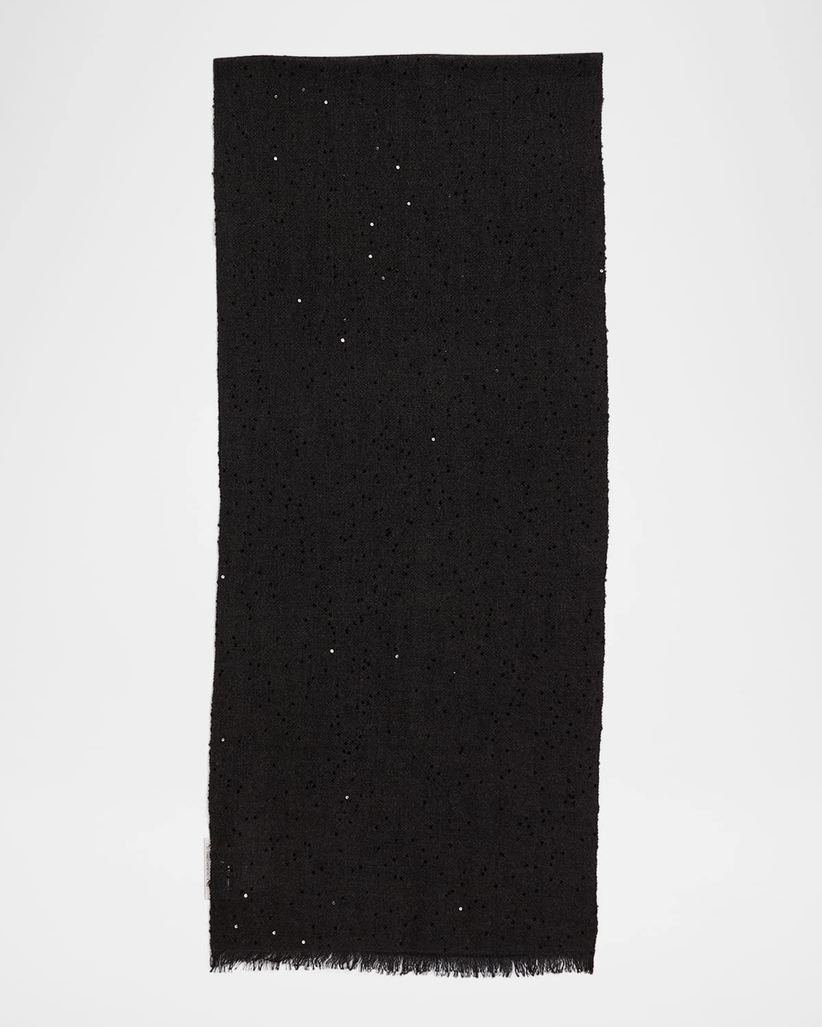 Brunello Cucinelli Cashmere Silk Scarf With Paillette Details In Black Stone