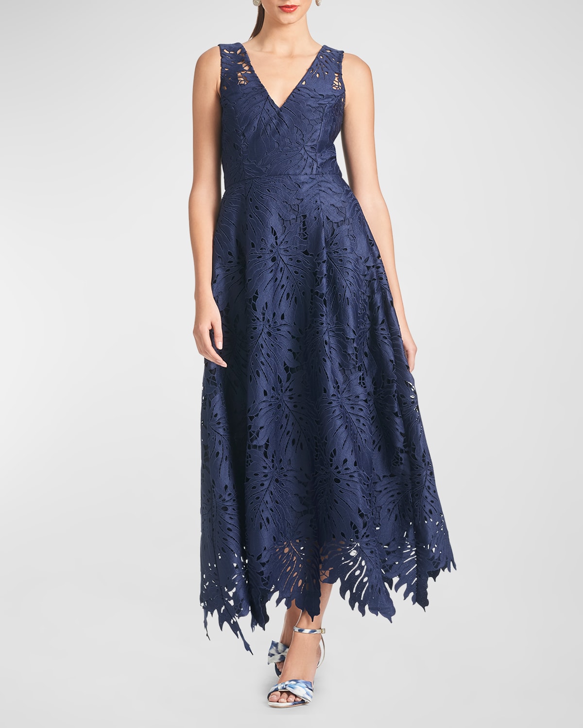 Sachin & Babi Miuccia Eyelet-embroidered Maxi Dress In Navy