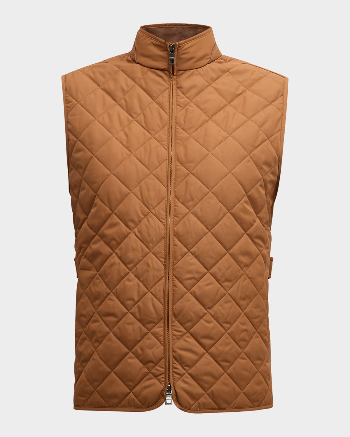 Peter Millar Men's Essex Quilted Full-zip Vest In British Tan