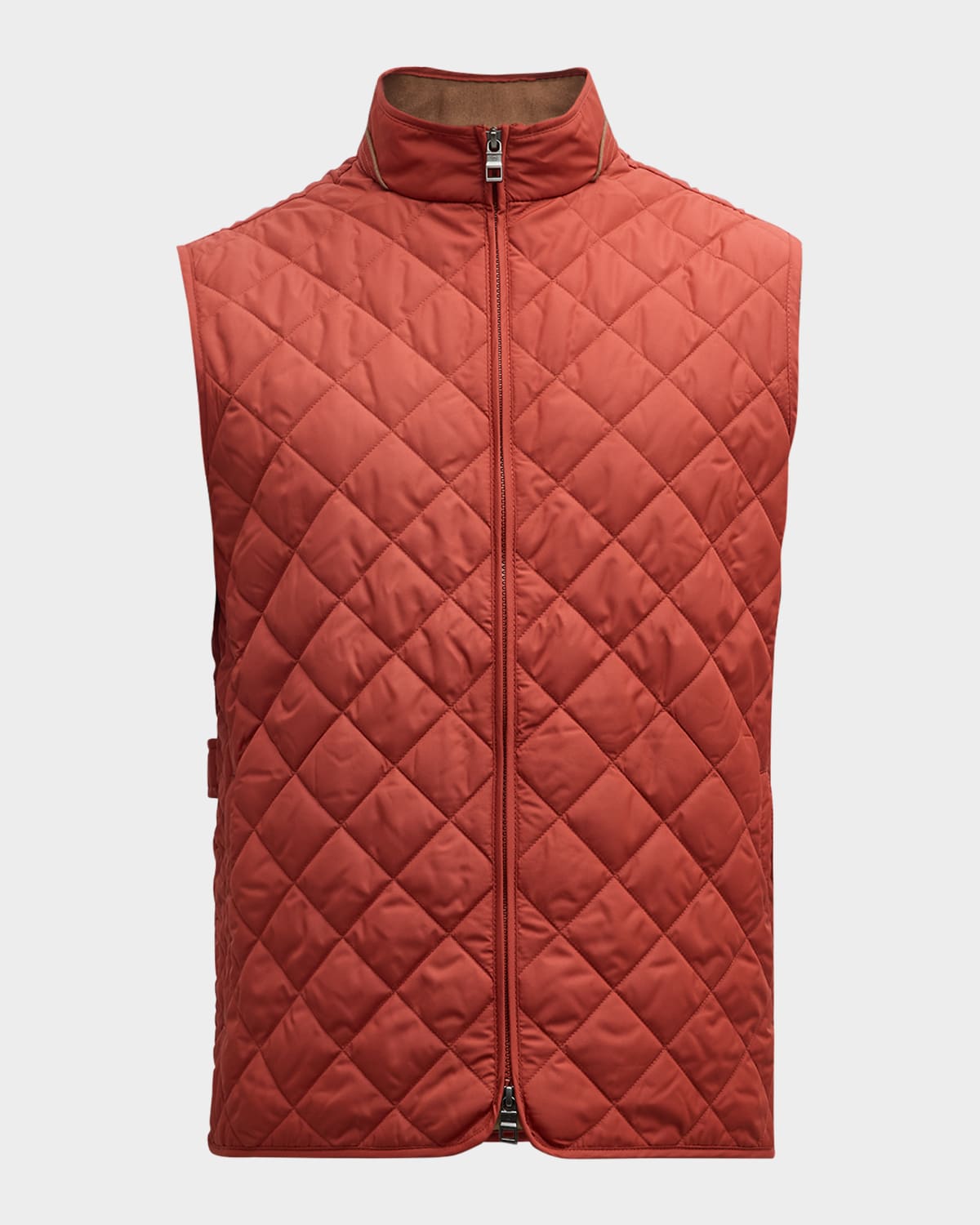 Peter Millar Men's Essex Quilted Full-zip Vest In Burnt Orange