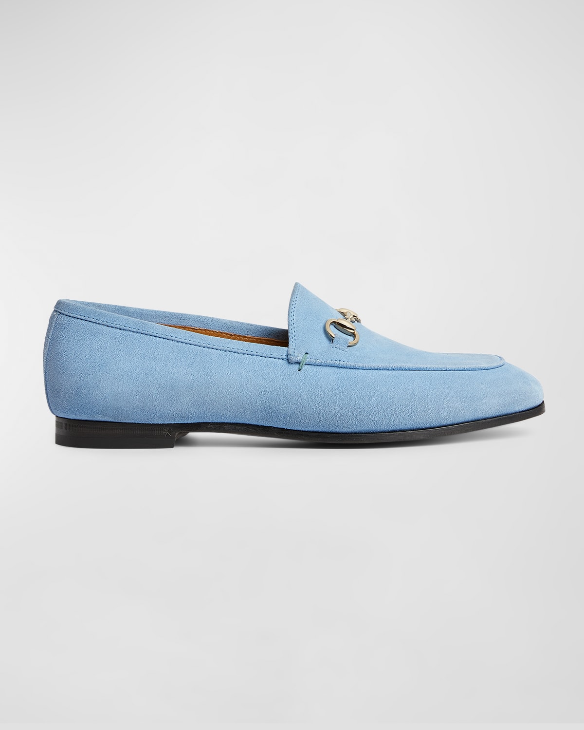 Shop Gucci Jordaan Suede Horsebit Loafers In Glacial Blue