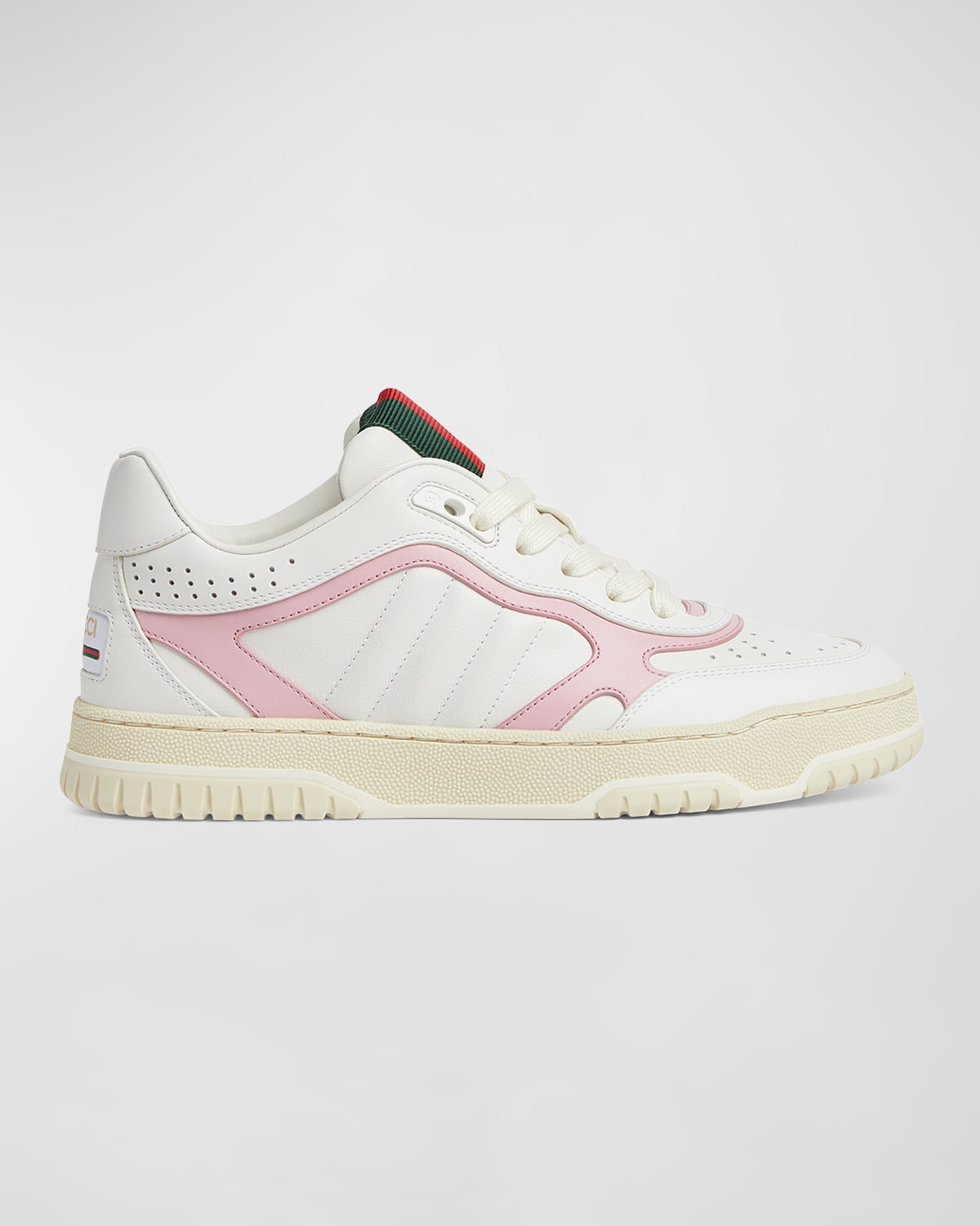 Shop Gucci Bicolor Web Low-top Sneakers In White/pink