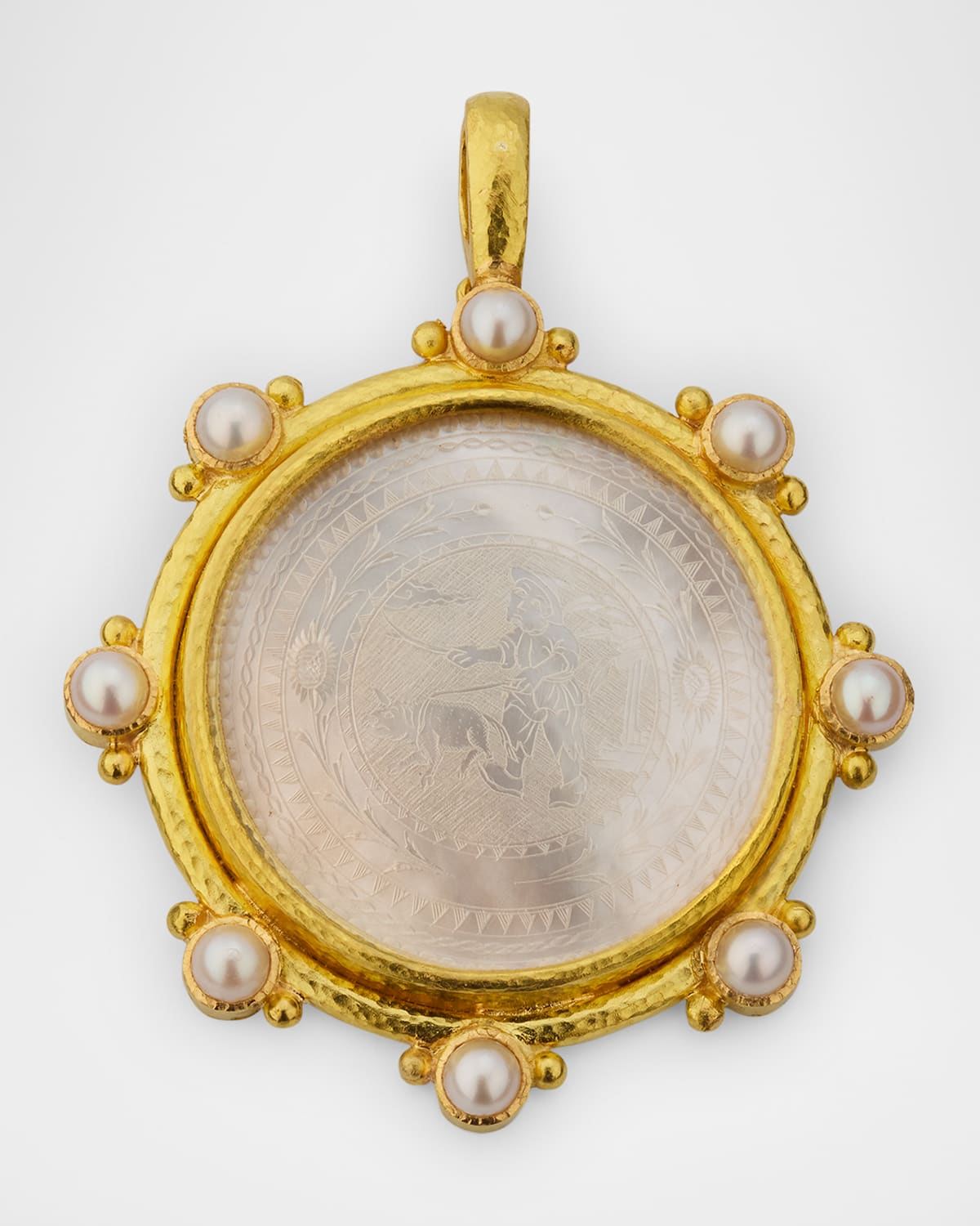 19K Round 18th Century Gambling Counter and Pearl Pendant