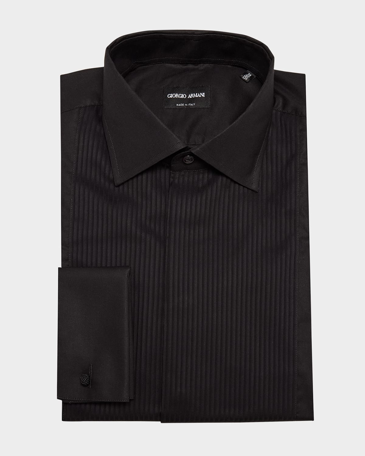 Giorgio Armani Men's Formal Bib Dress Shirt In Solid Black