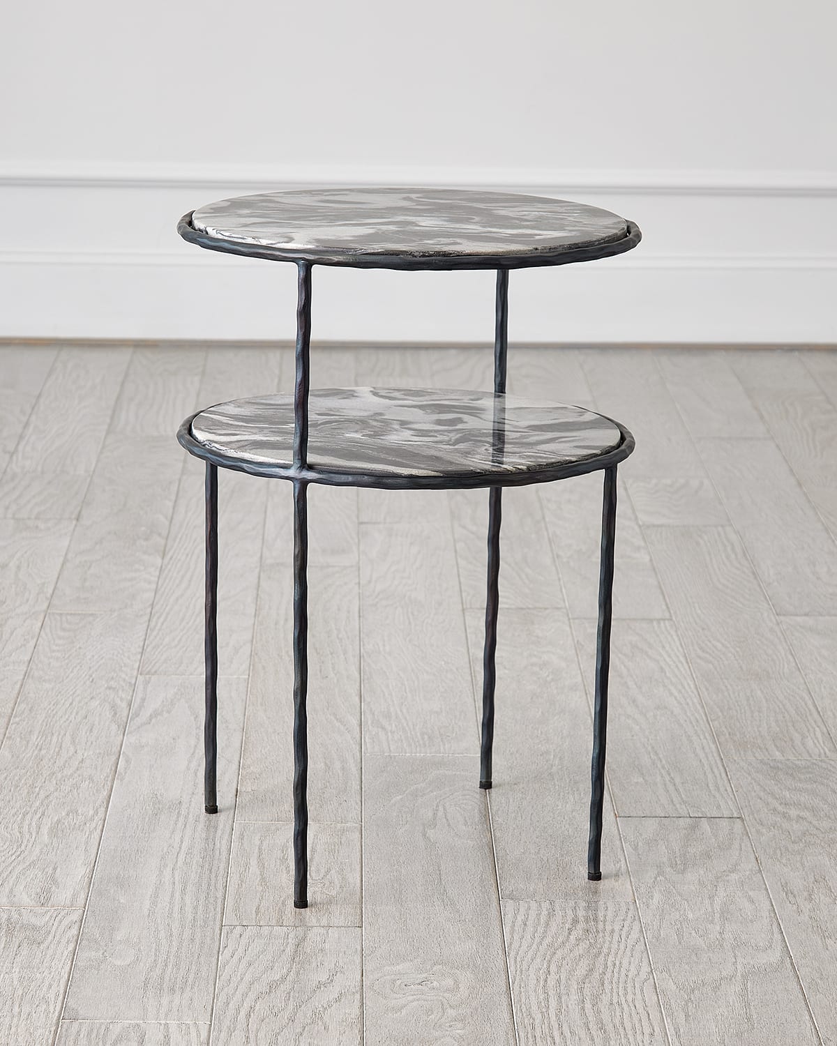 Global Views Registrar Tiered Accent Table In Gunmetal