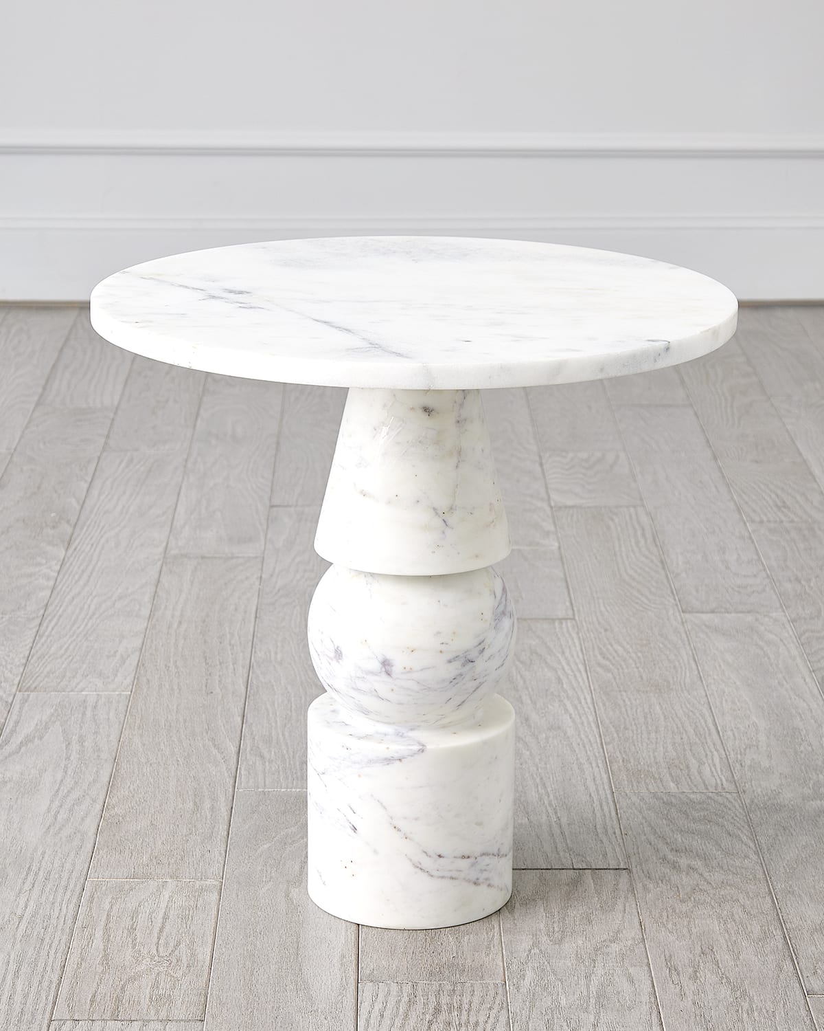 Global Views Cargo Accent Table In White Marble