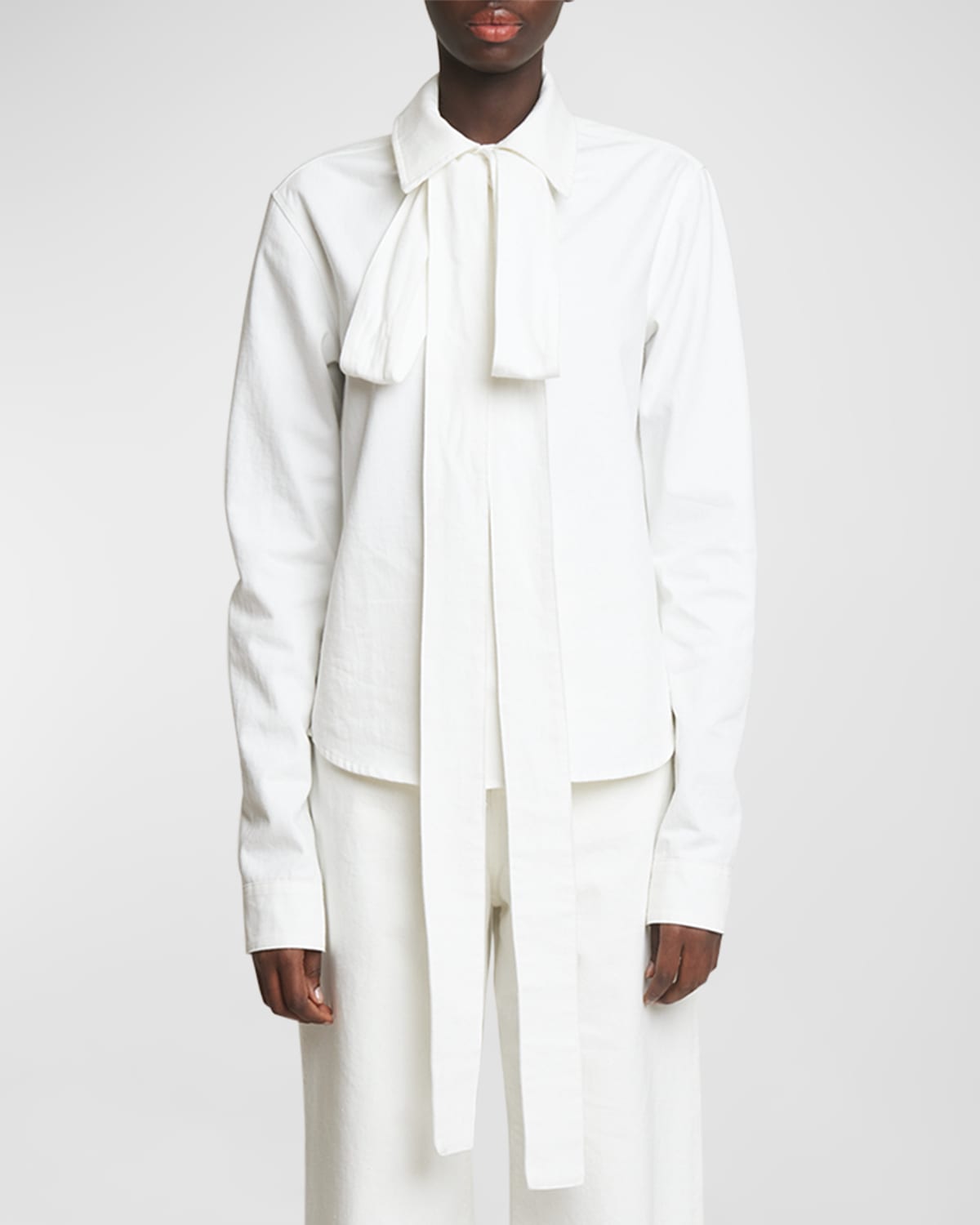 Loewe Bow Long-sleeve Button-down Shirt In White