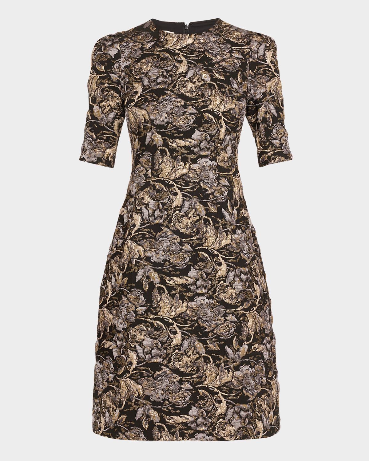 Rickie Freeman For Teri Jon A-line Textured Metallic Jacquard Dress In Black Mult