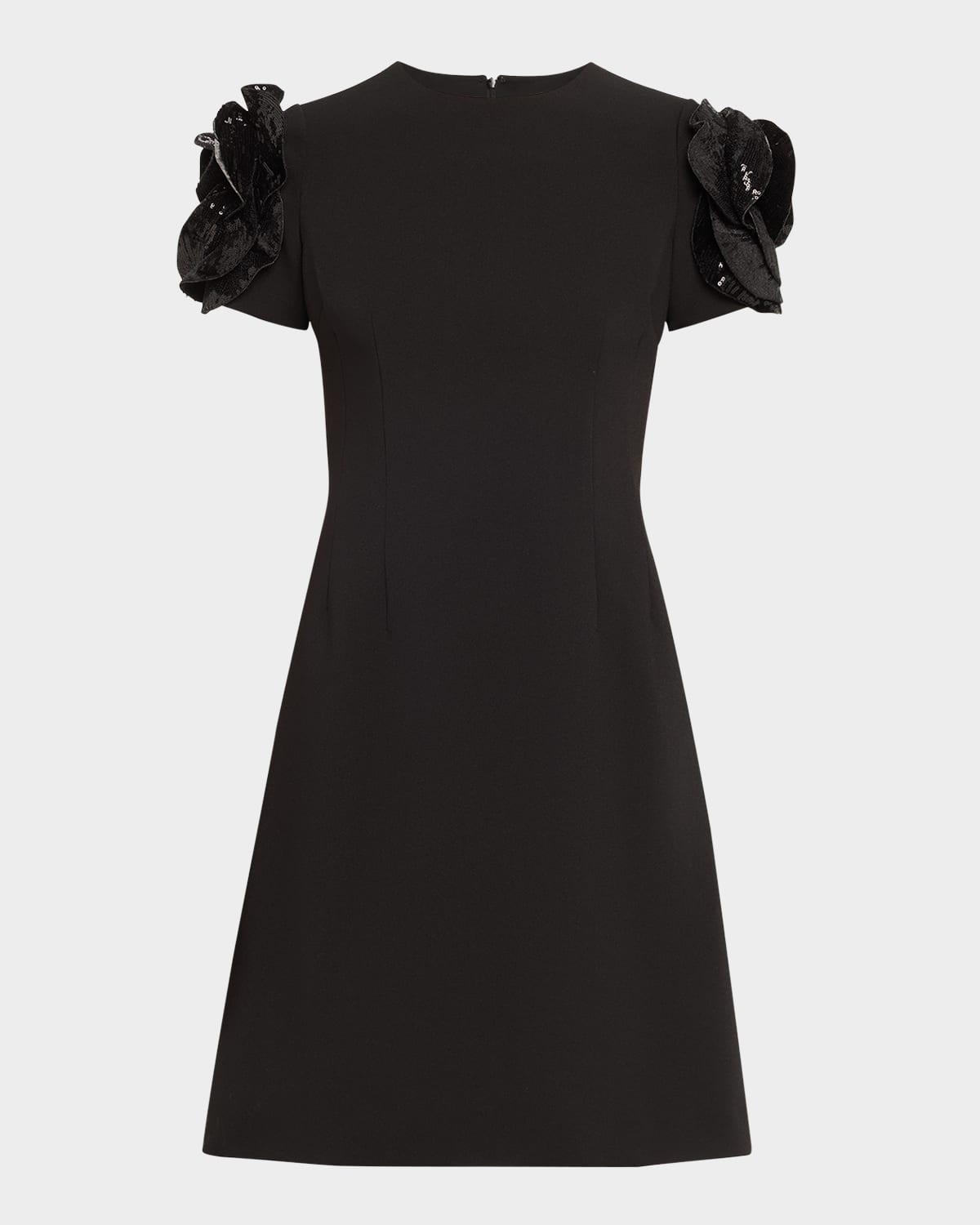 Floral Applique Stretch Crepe Dress