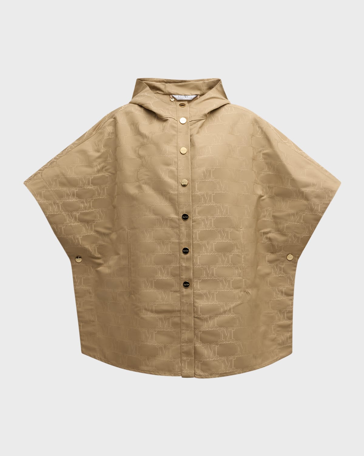 Max Mara Monogram Hooded Cape In Honey